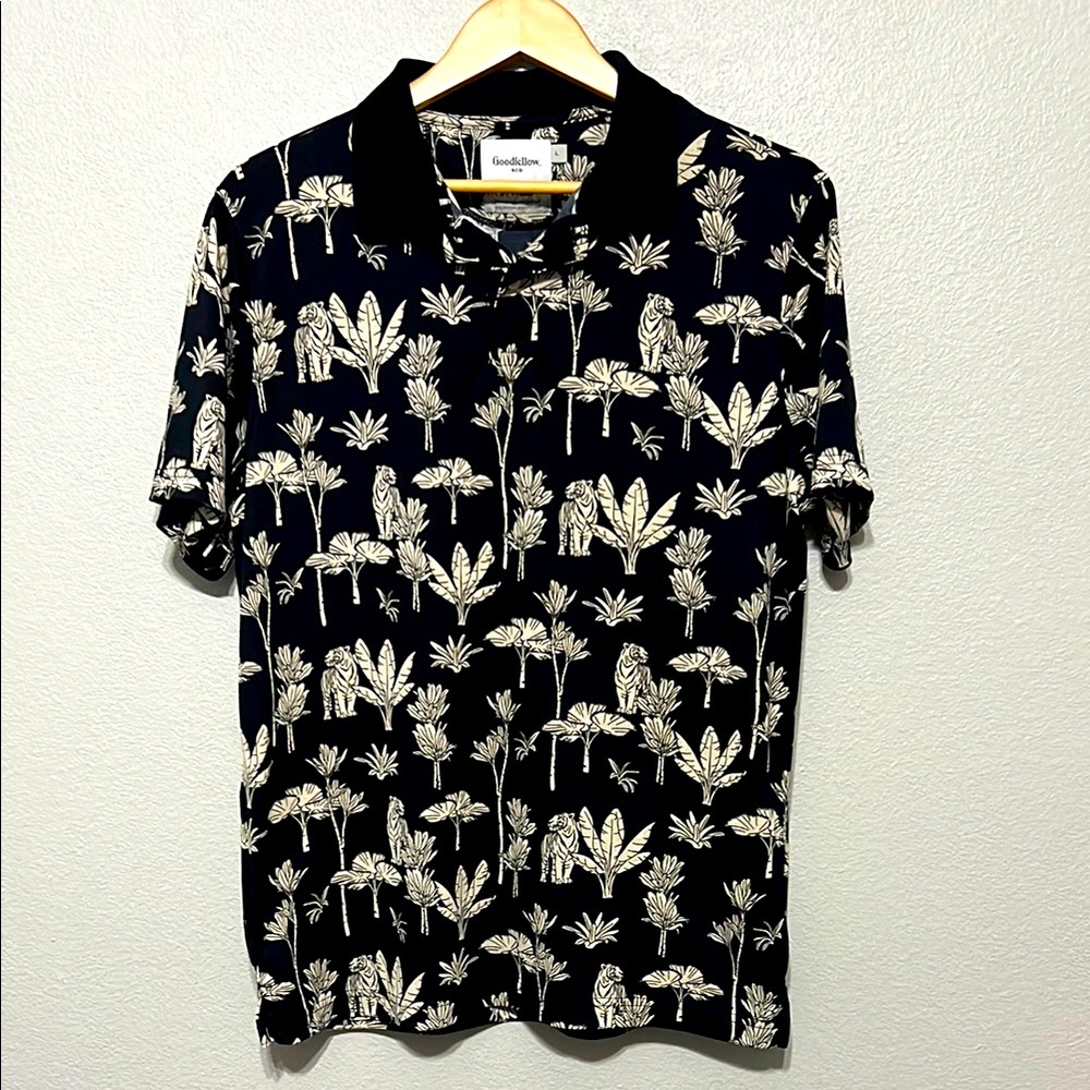 Goodfellow‎ & Co Black and Cream Casual Button Down Shirt Men’s Large